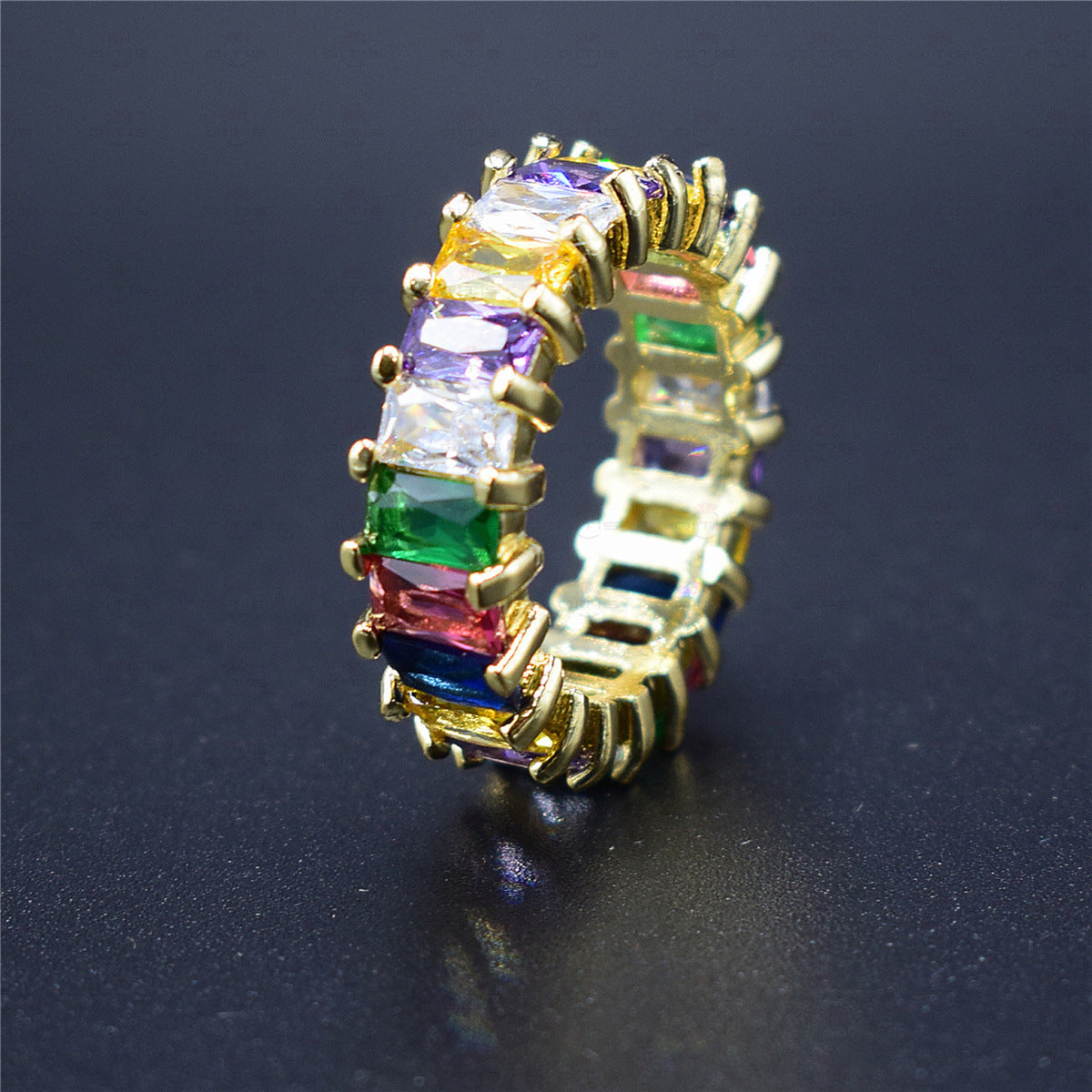 Copper Ring With Zircon Inlay Golden Finish For Women Girls Elegant Jewelry Gift For Her Anniversary Ring Gift