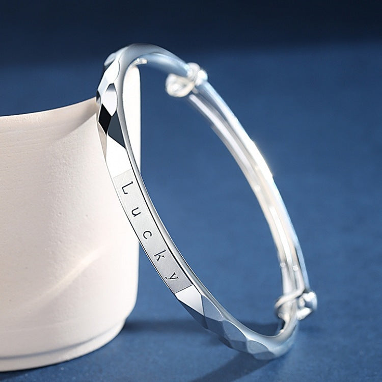 Copper Bracelet For Women Engraved English Letter Design Electroplated Finish Elegant Charm Jewelry Cute Everyday Wear