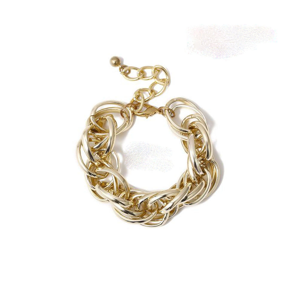 Geometric Thick Chain Bracelet In Gold And Silver Electroplated Alloy For Men And Women For Everyday Style Chic