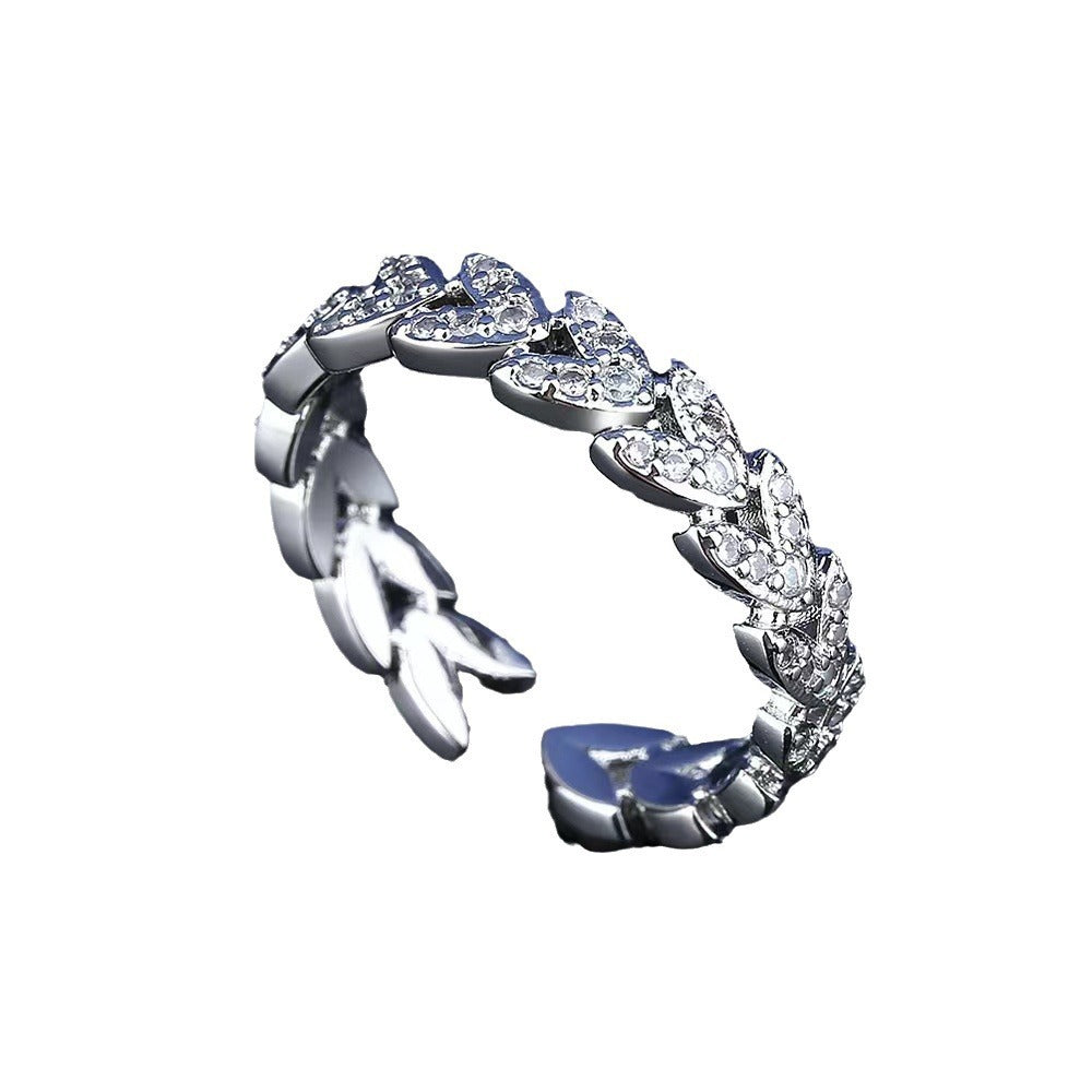 Simple Fashion All Match Ceremony Ring Diamond Rings Open Mouths Unisex Silver Copper Adjustable Size U Shaped
