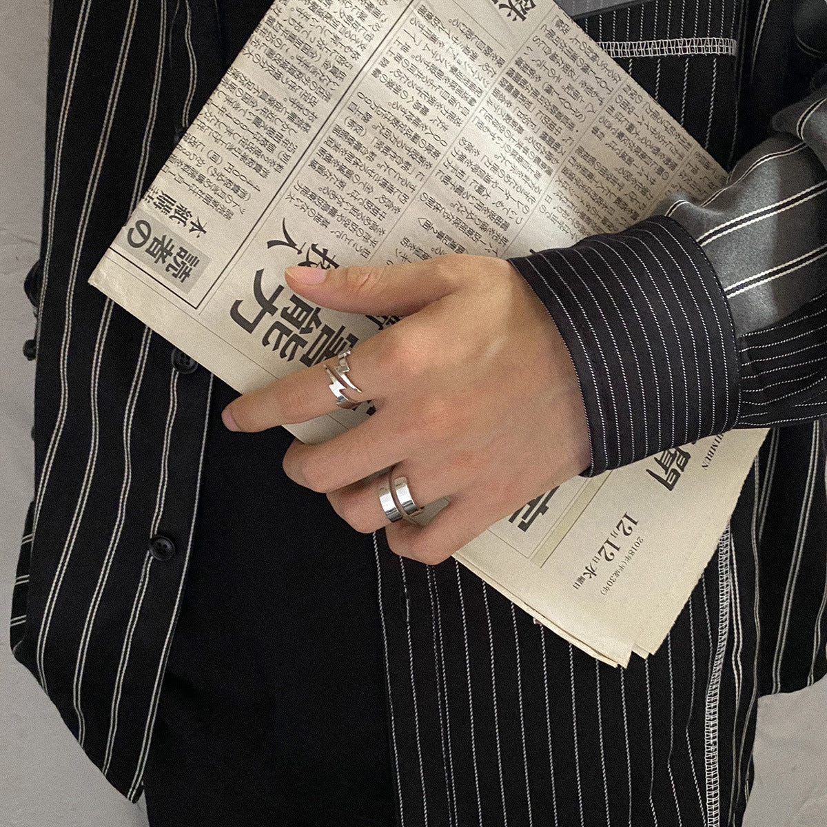 Adjustable Titanium Steel Ring For Women Dark Wind Design With Geometry Polished Finish Japanese Korean Style Edition