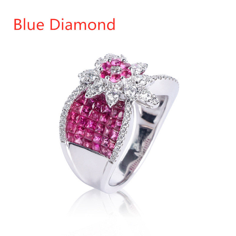 Women Adjustable Ring With Gemstones Inlay Geometric Copper And Sterling Silver Jewelry Elegant For Daily Wear