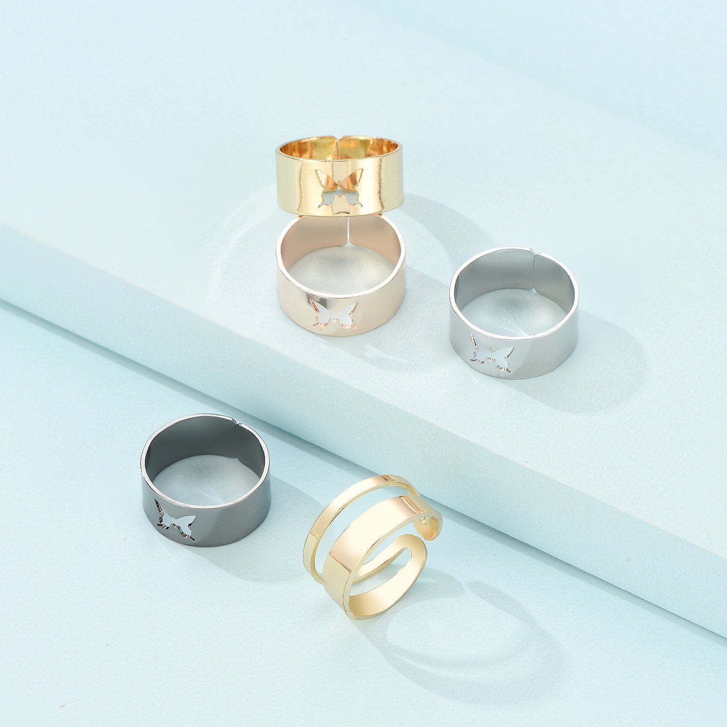 Unisex Butterfly Rings Adjustable Alloy Insect Ring Hollow Joint Rings Fashion Statement One Size Women Men X1A