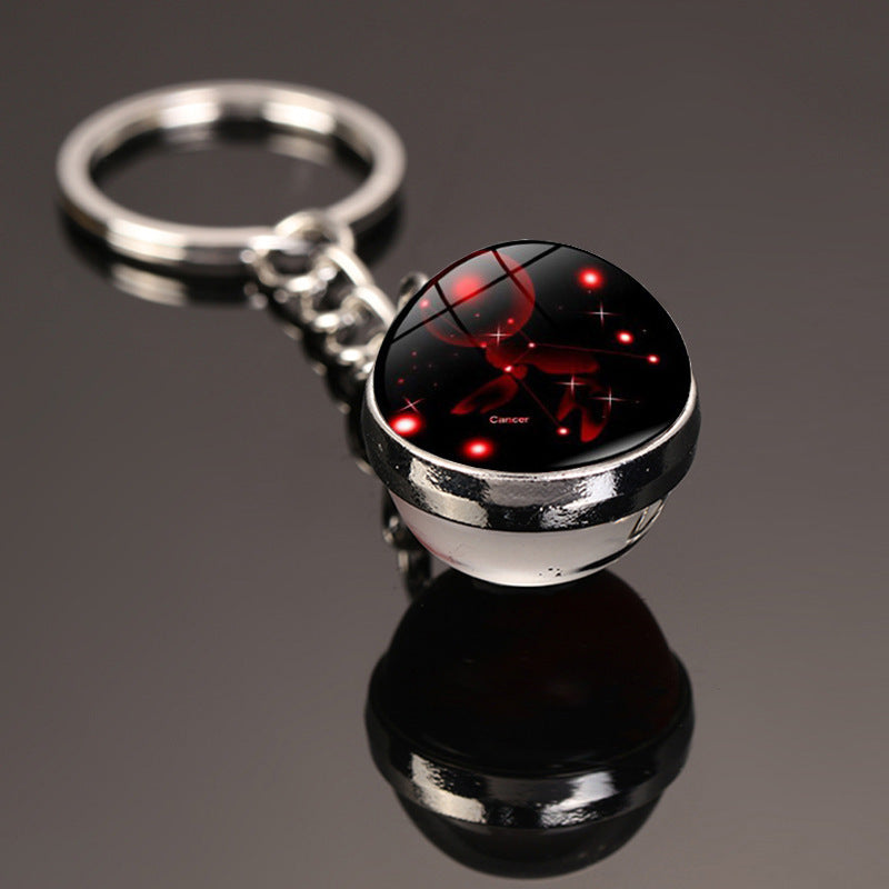 Zodiac Constellation Keychain With Glass Gemstone Alloy