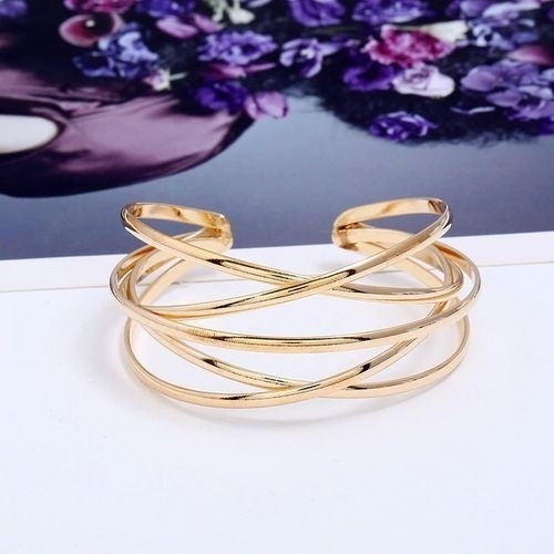 Six Pointed Star Bracelets Adjustable Opening Design Fashion Jewelry Simple Couple Gifts Gold Silver Rose Gold