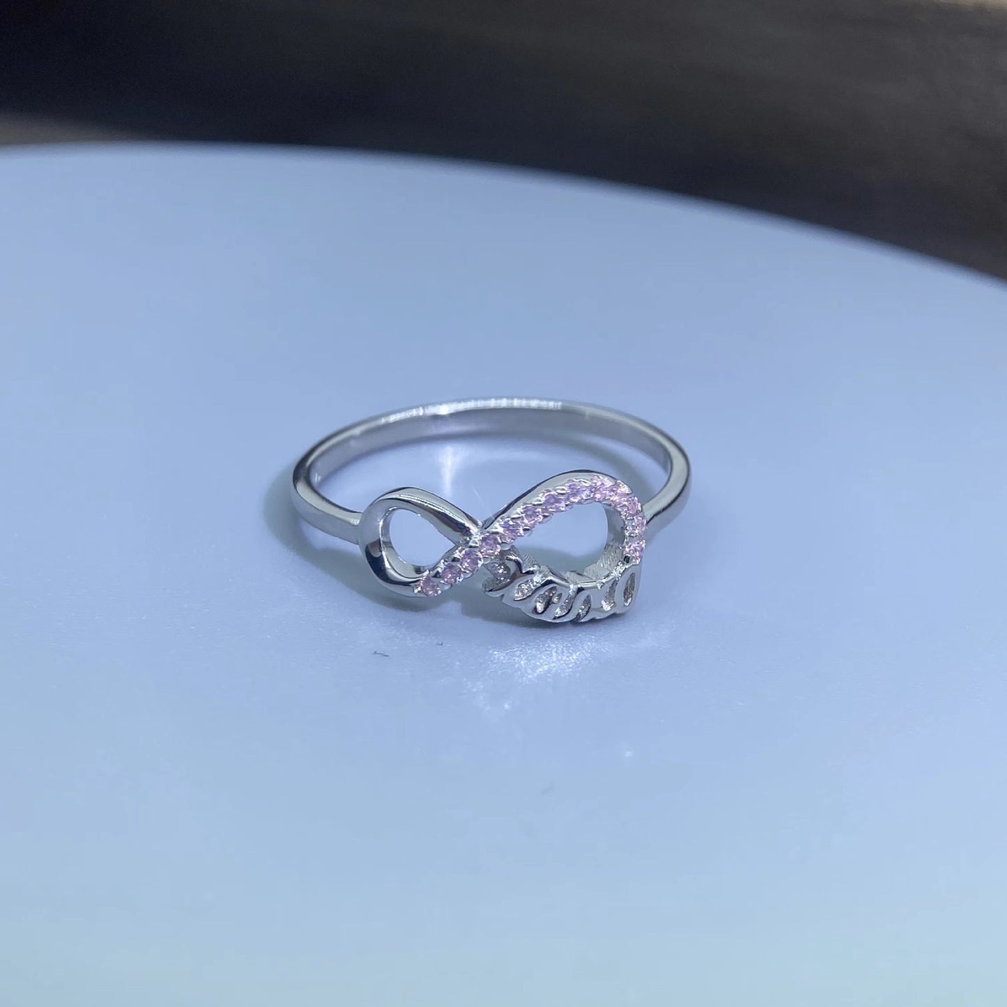 Womens Sterling Silver Adjustable Opening Korean Geometric Ring Of Zircon Platinum Plated Fashion Jewelry Gift