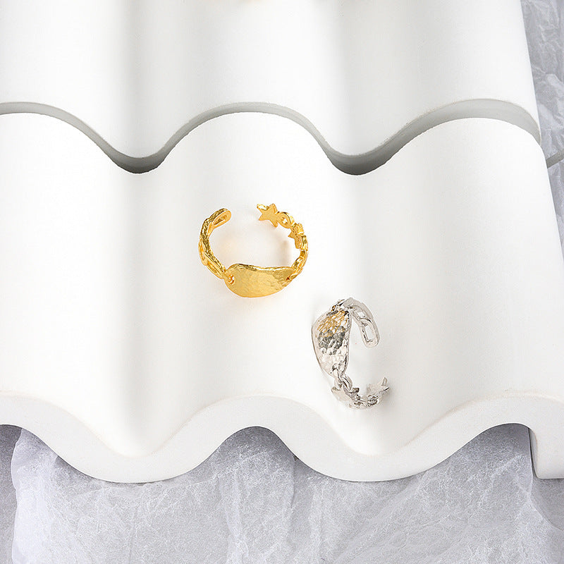 Geometric Copper Ring Adjustable Hollow Design Electroplated Platinum Gold 8mm Wide Fashion Statement Ring Now