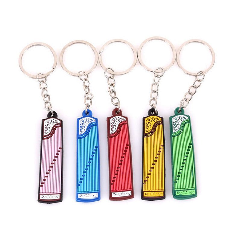 Musical Instrument Keychain Resin Miniature Replica Pendant Ukulele Guitar Violin Colorful Zither Lute Ukulele