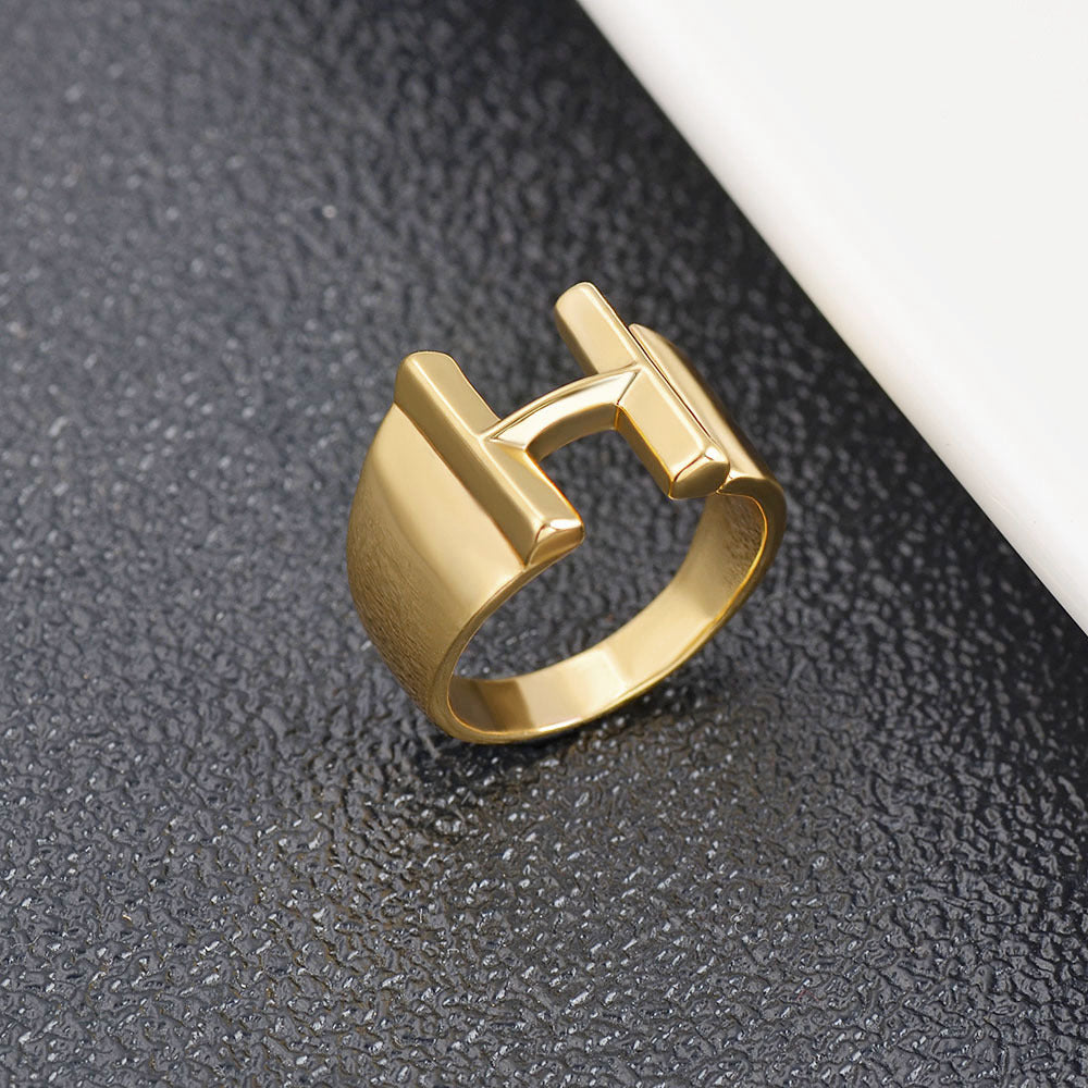 Womens Initial Letter Copper Ring With Gold Inlay A To Z Alphabet Ring For Her Birthday Gift Ideal For Girls And Women