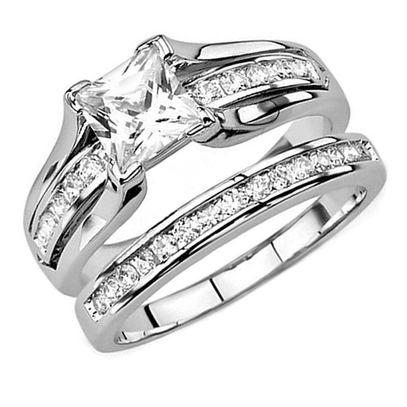 Crown Ring Set With Diamond Accent Three Piece Couple Rings