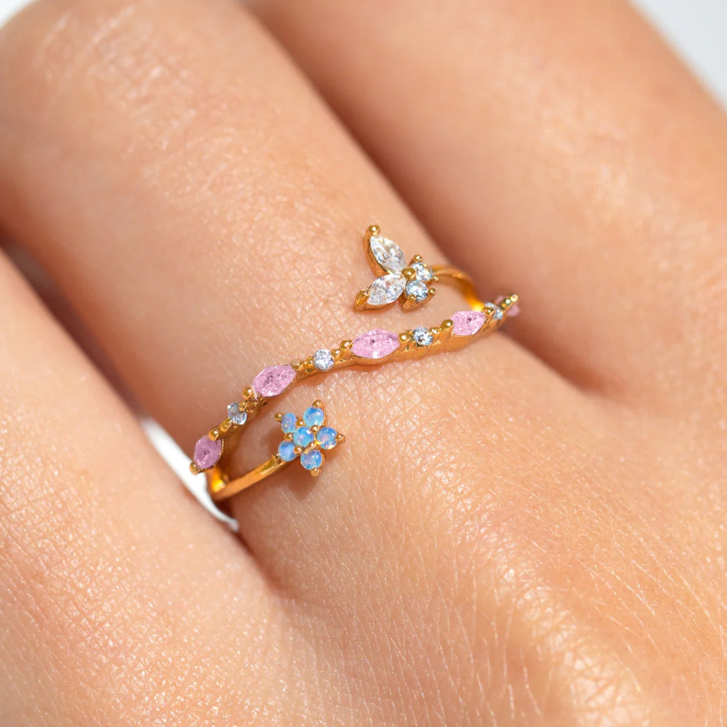 Heart Shaped Open End Ring Copper Plated Gold For Women Adjustable Size Cute Style Everyday Jewelry Gift Ready