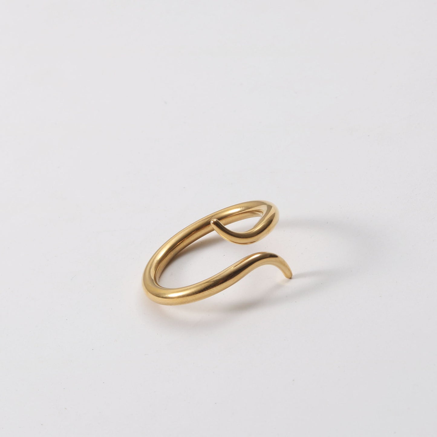 Gold Titanium Steel Snake Ring 18K Electroplated Geometric Design For Women Jewelry Elegant Geometric Modern Ring