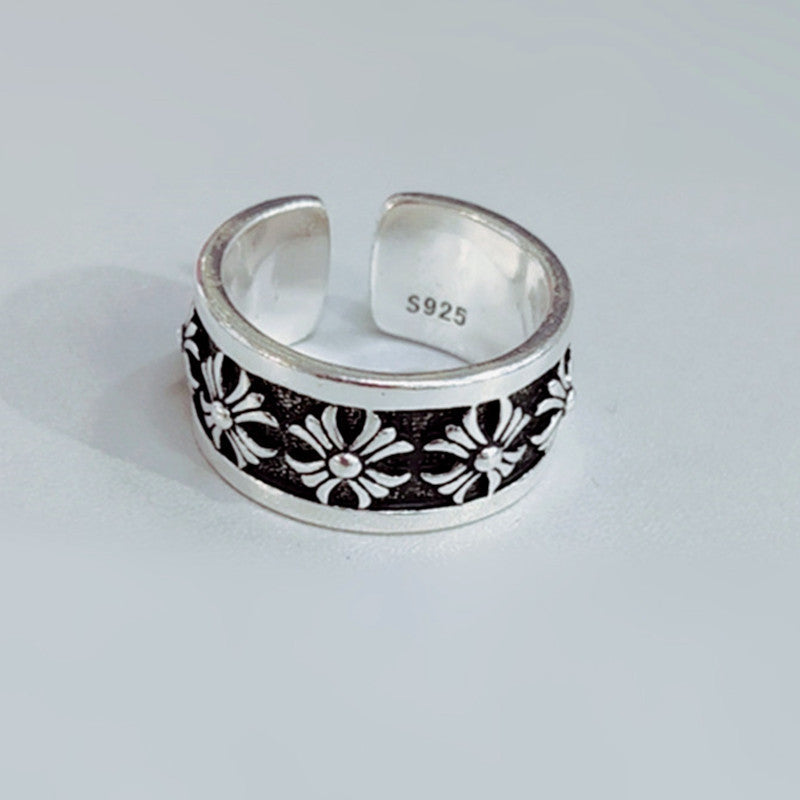 Womens Adjustable Rhombus Ring Retro Fashion Jewelry Korean Vintage Hip Hop Geometric Copper Ring Elegant Look