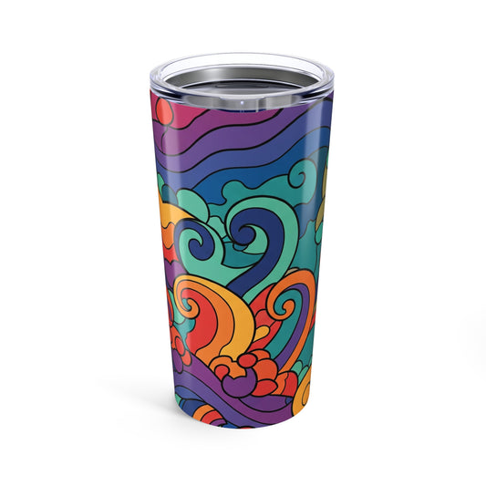 20oz Stainless Steel Tumbler With Printed Design Double Wall Vacuum Insulated Spill Resistant For Hot Or Cold