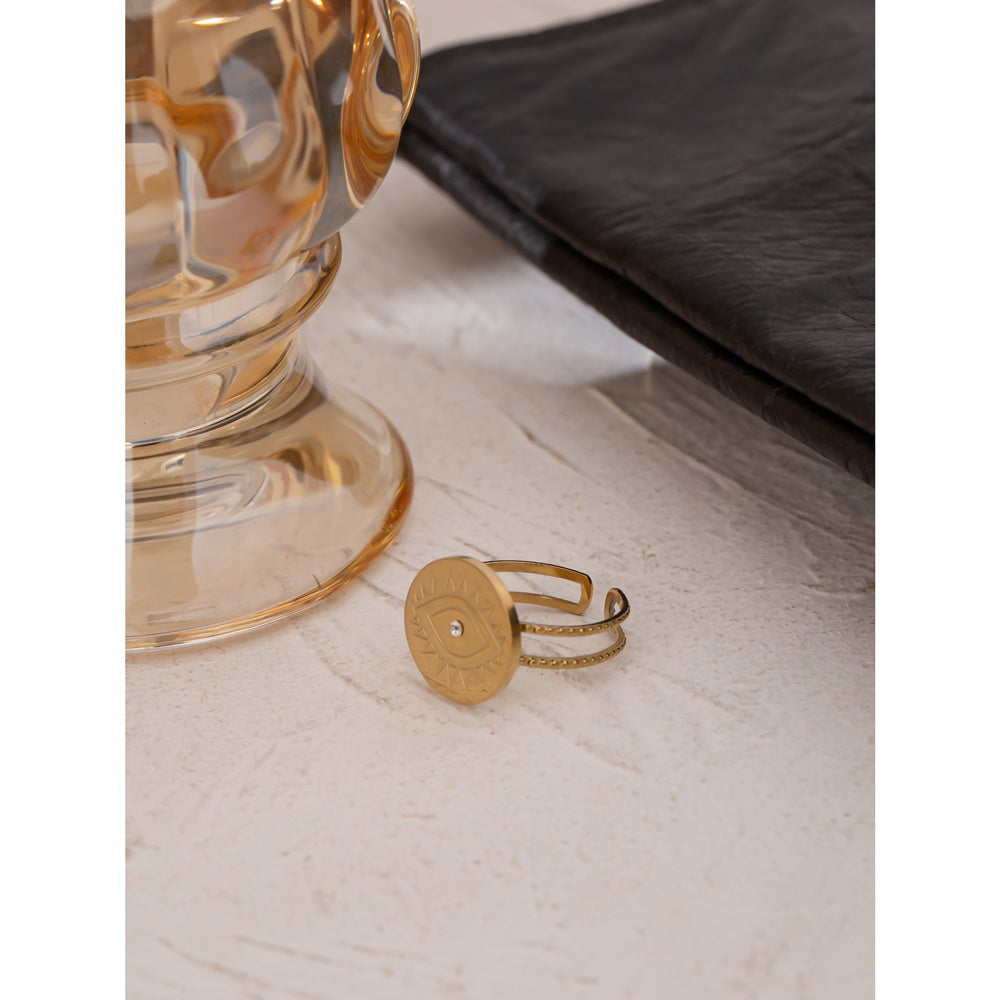 Womens Demon Eye Ring 18K Gold Plated Stainless Steel Eye Design Jewelry Statement Piece For Women Ultra Shine