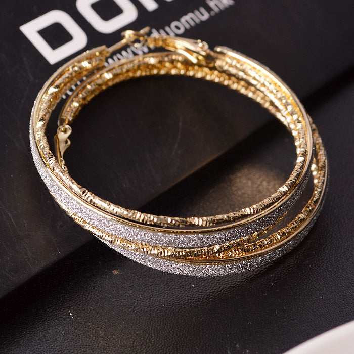 Frosted Alloy Drop Earrings Elegant Dangle Jewelry Gold