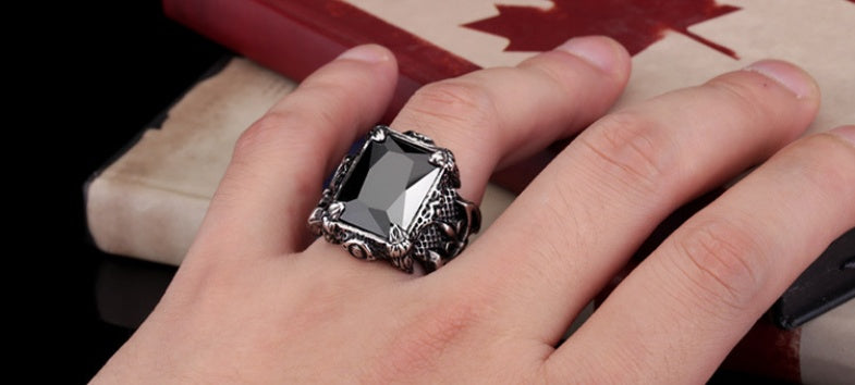 Mens Stainless Steel Crown Ring With Vintage Stone Inlay For Anniversary Gift And Statement Jewelry Wide For Men