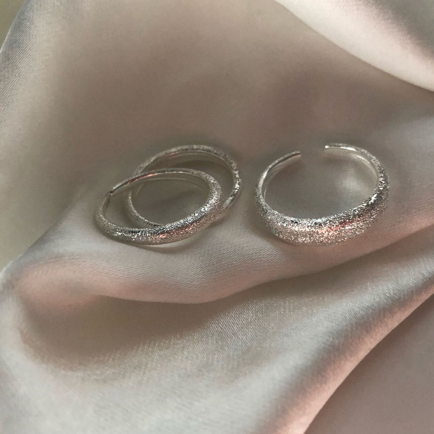 Sterling Silver Open Ring Adjustable Geometric Design Korean Style Jewelry Sparkling Star River Ring For Women