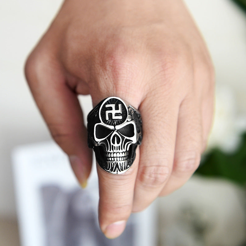 Gothic 4D Skull Ring Metal Vintage Biker Jewelry For Men