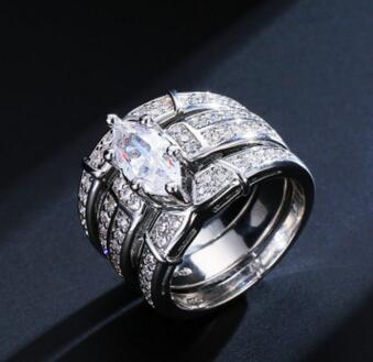 Zircon Couples Rings Set For Him And Her Elegant Engagement Wedding Promise Matching Bands For Anniversary And Gift