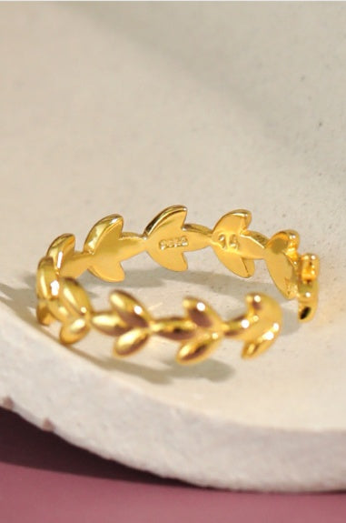 Womens Silver Olive Branch Ring Elegant Delicate Design Electroplated Ring Jewelry Gifting For Her Korean Style