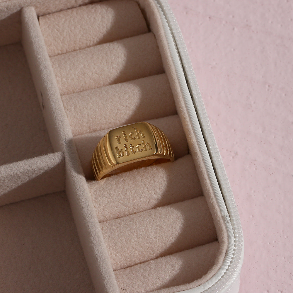 Womens Niche Design Light Luxury Ring Fashion Jewelry Stainless Steel Gold Ring For Women Elegant Ring Elegant