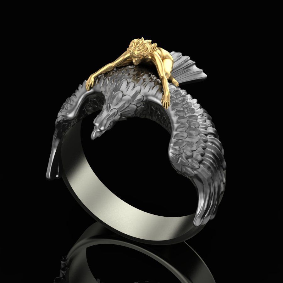 Mens Alloy Eagle Ring Electroplated Gold Flying Design Fashion Jewelry Festival Gift Individually Packed Today