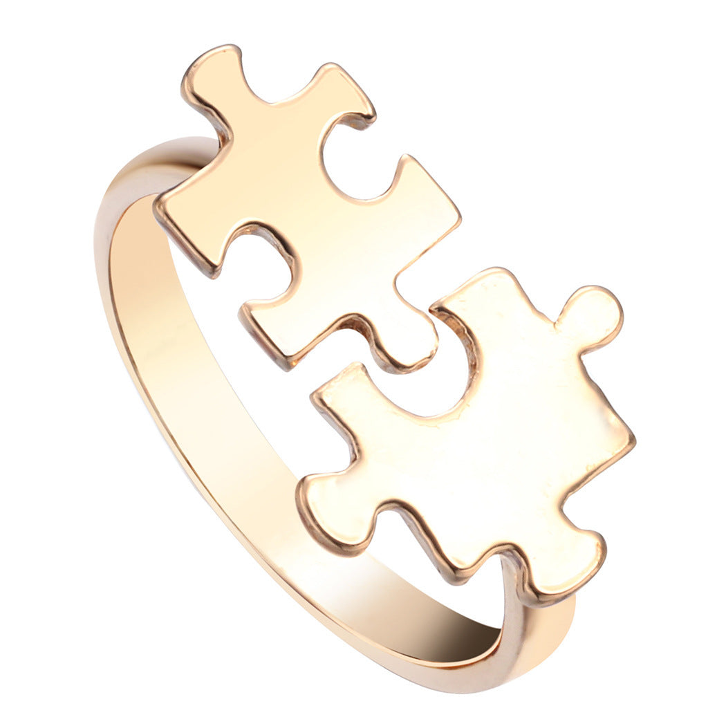 Geometric Puzzle Ring For Women Metal Statement Jewelry In Gold And Silver Electroplated Opening Fits Easy Wear