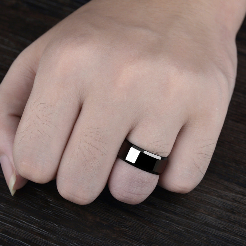 Stainless Steel Couple Rings For Him And Her Geometric Unmounted Ring Set Matching Bands Blue Black Gold Steel