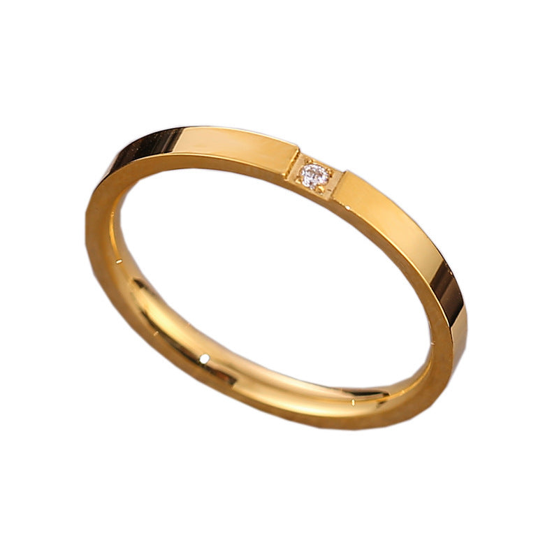 Womens Titanium Steel Couple Rings Anti Fading Electroplated Round Rings Silver Rose Gold Geometry Rings Series