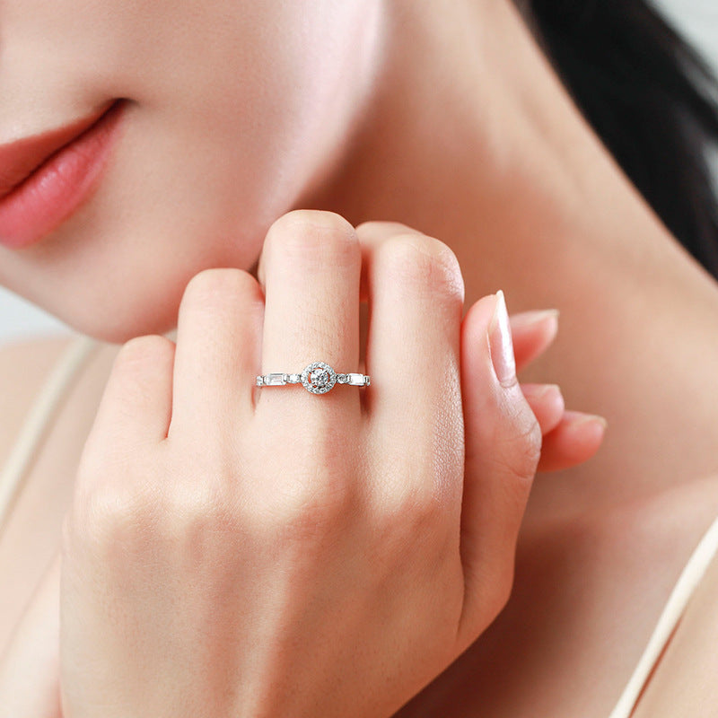 Geometric 925 Sterling Silver Ring With Gold Plated Gemstones Diamond Cut Design Jewelry Gift For Women US 5 6