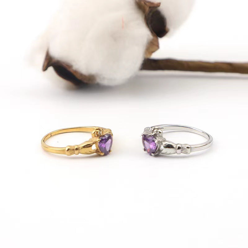 Womens Stainless Steel Geometric Ring With Zircon Electroplated Gold Tone Jewelry For Women Everyday Essentials