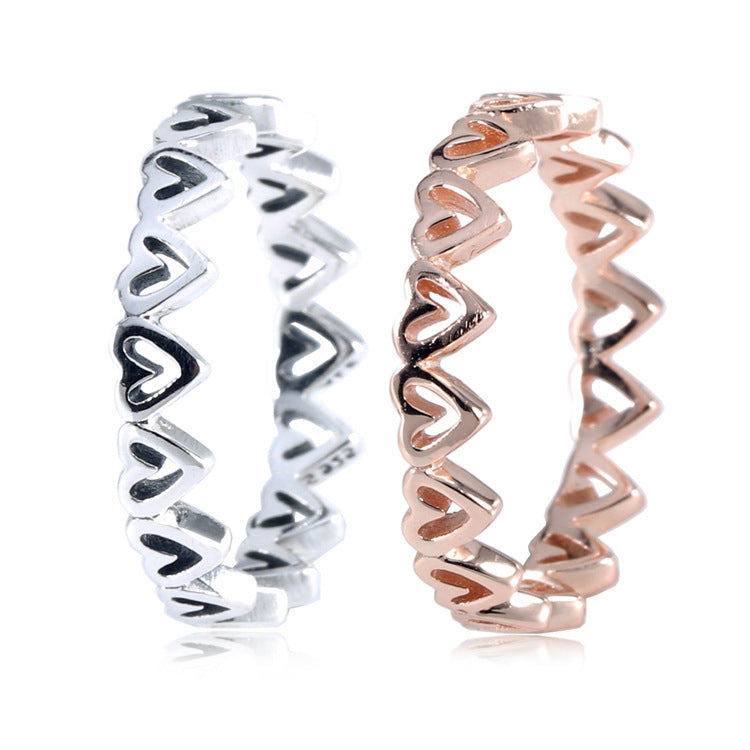 Ladies 925 Sterling Silver Heart Ring Claw Set Elegant Wedding Band European Fashion Ring For Daily And Occasions