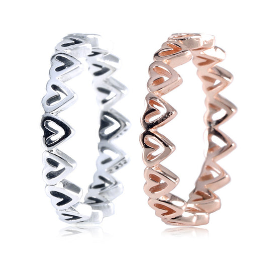 Ladies 925 Sterling Silver Heart Ring Claw Set Elegant Wedding Band European Fashion Ring For Daily And Occasions