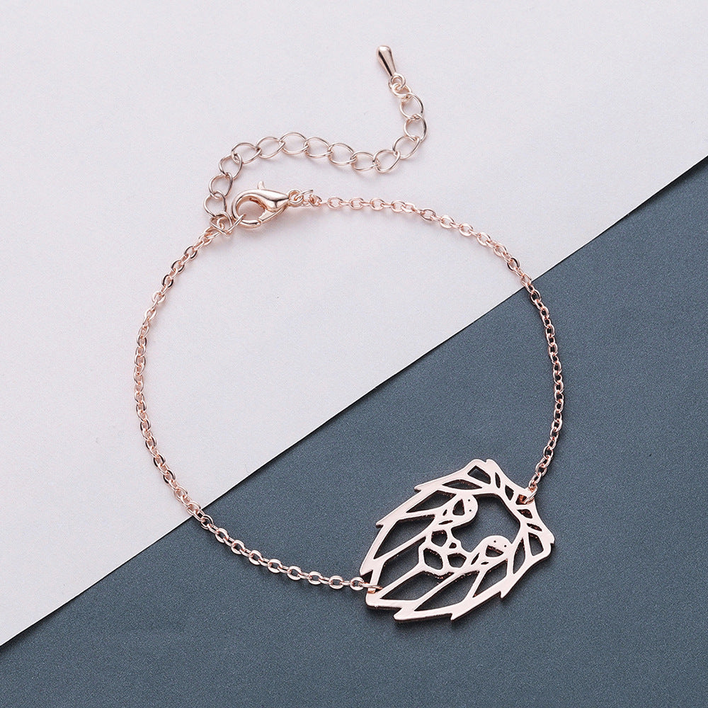 Unisex Lion Pendant Bracelet Stainless Steel Alloy Letter Number Design Silver Gift for Travel Modern Everyday