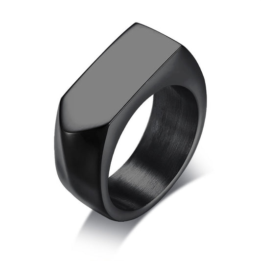 Mens Titanium Steel Ring Geometric Design Electroplated