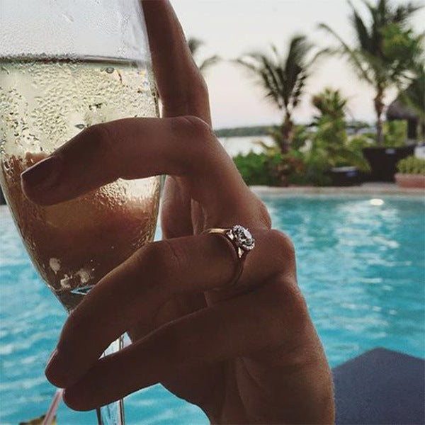 Copper Ring for Women with Artificial Gemstones Micro Pave Setting European American Style Jewelry Fashion Ring