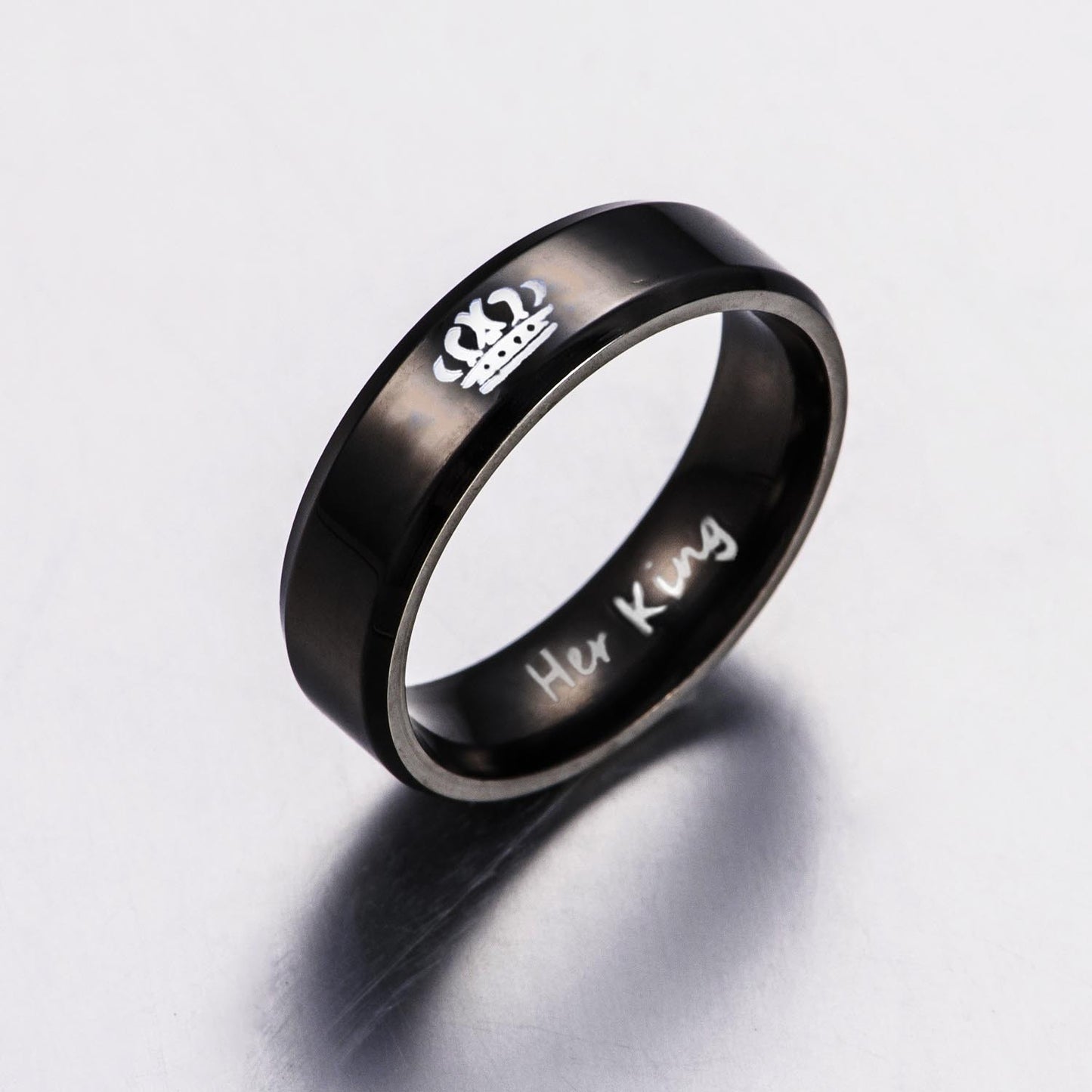 His Queen Her King Crown Wedding Rings Stainless Steel Matching Coupled Jewelry Gift To Couples Deluxe Edition