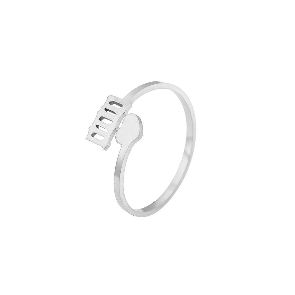 Stainless Steel Number Ring Personalized Fashion Minimalist Ring Electroplated Steel Band Gold Or Silver Finish