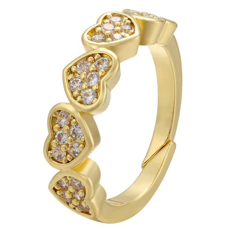 Adjustable Women Ring Copper Jewelry Butterflies Star Heart Twist Design Goldtone Fashion Accessory Daily Wear