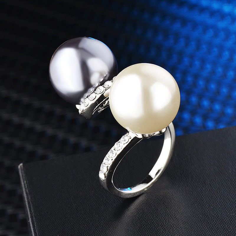 Two Tone Pearl Flower Ring Copper Gold Plated Fashion Jewelry for Women Elegant Gift Idea Statement Accessory Today