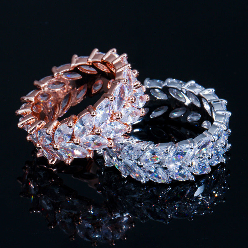Rose Gold Plated Zircon Ring For Women Korean Style Jewelry