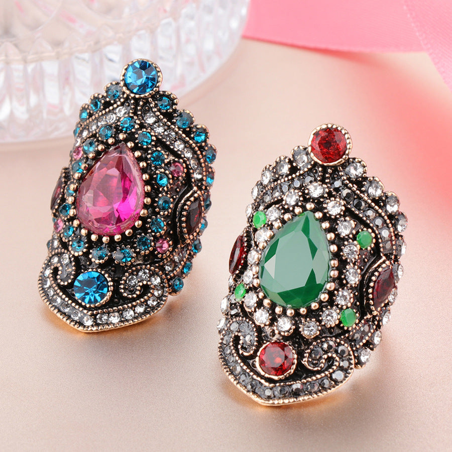 Heart Shaped Alloy Ring Blue Plated Jewelry For Women European American Design Fashion Jewelry For Women Style