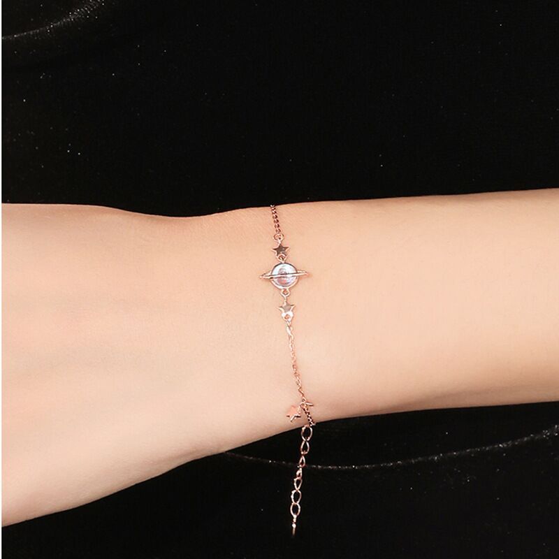 Womens Copper Bracelet Simple Korean Version Geometric Design Bangle Moonstone Planet Fashion Jewelry Health Fatigue