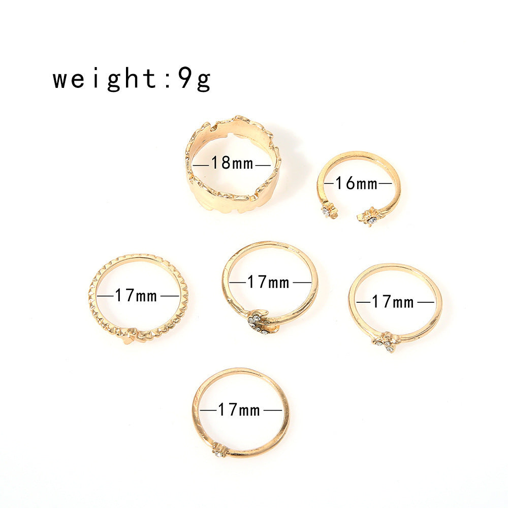 Alloy Insect Ring Set Electroplated Rings Butterfly Design Moon Ring Set Fashion Jewelry For Women Insect Moon