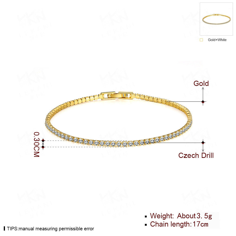 Womens Geometric Chain Bracelet Zircon Inlaid Design Alloy Metal Copper Plated Rose Gold Silver Champagne Gold