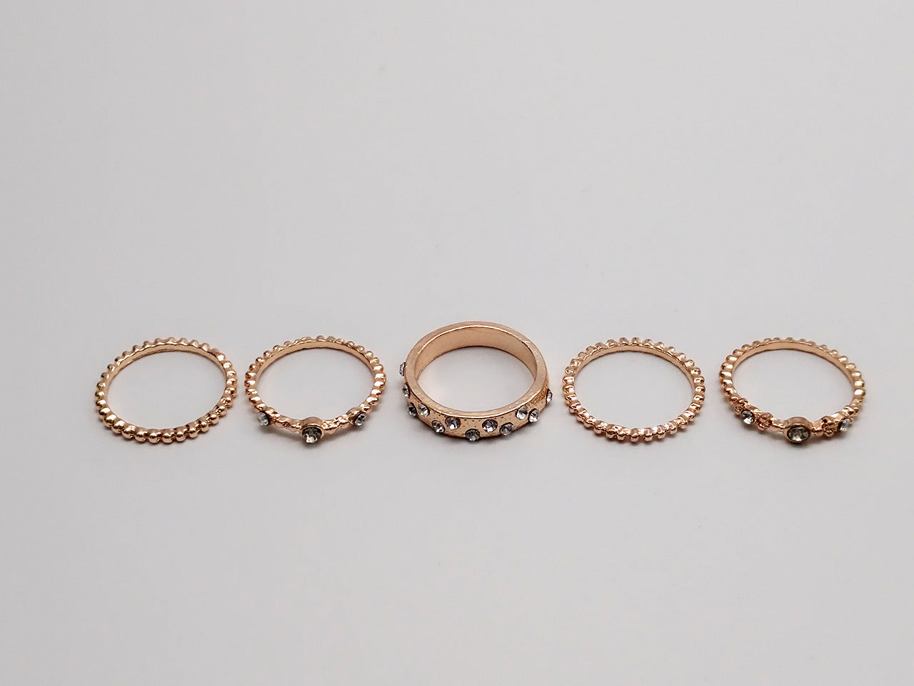 Rose Gold Stackable Ring Set Five Piece Bohemian Jewelry for Women Elegant Design for Work Party Everyday Wear