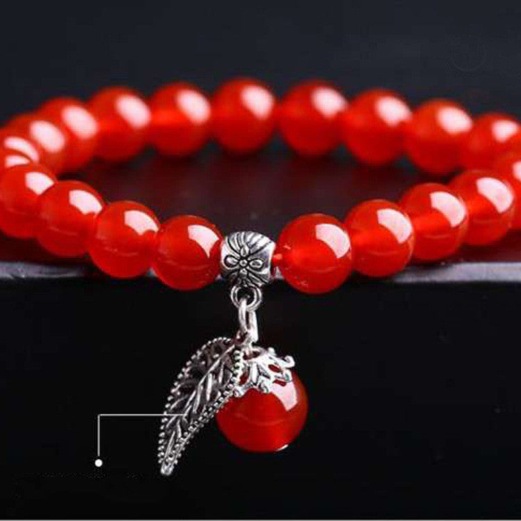 Unisex Red Agate Bracelet Zodiac Design Gold Plated Inlaid Gemstones Anti Fatigue Jewelry Gift Animal Patterns