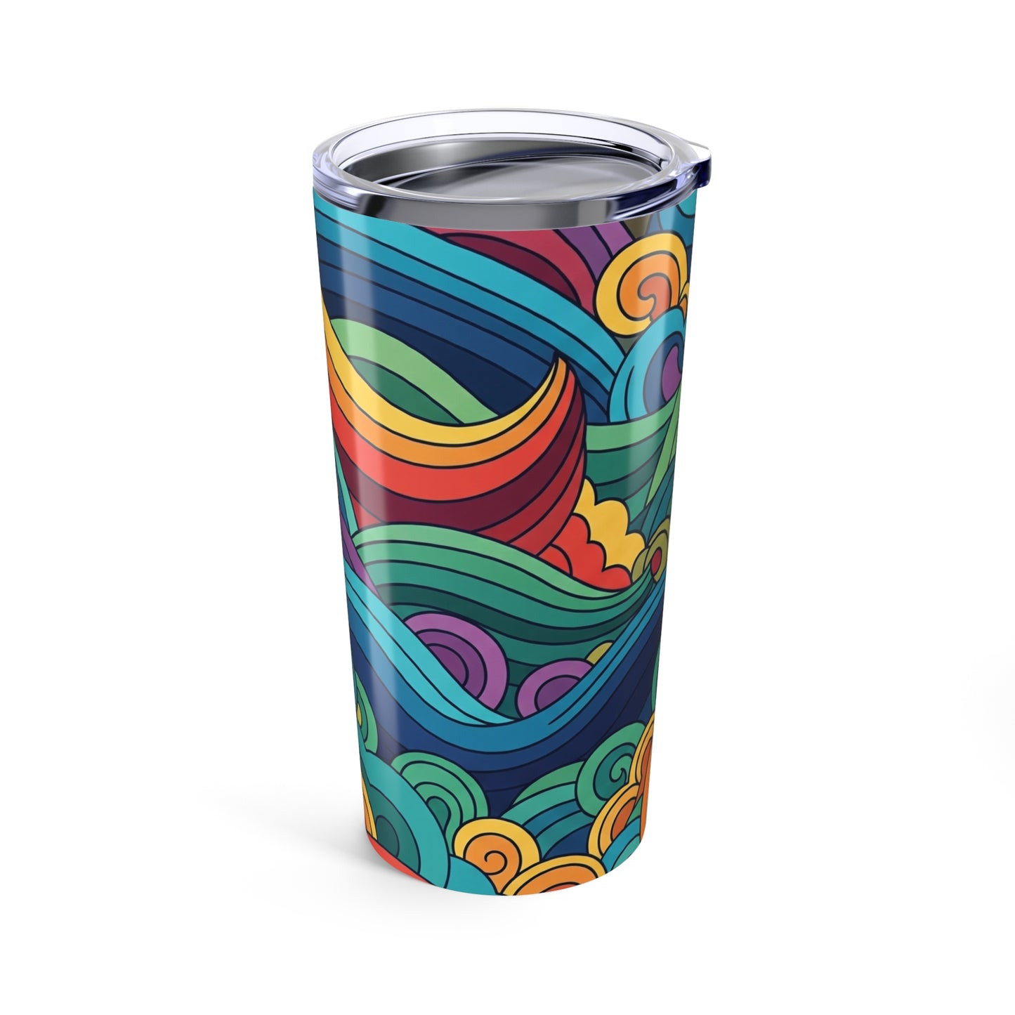 20oz Stainless Steel Tumbler With Double Wall Vacuum Insulation Printed Art For Hot Or Cold Drinks Spill Proof Lid