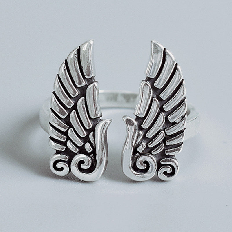 Copper Wings Ring Adjustable Fashion Jewelry 17mm Inner Diameter Unique Gift for Her Elegant Everyday Ornament